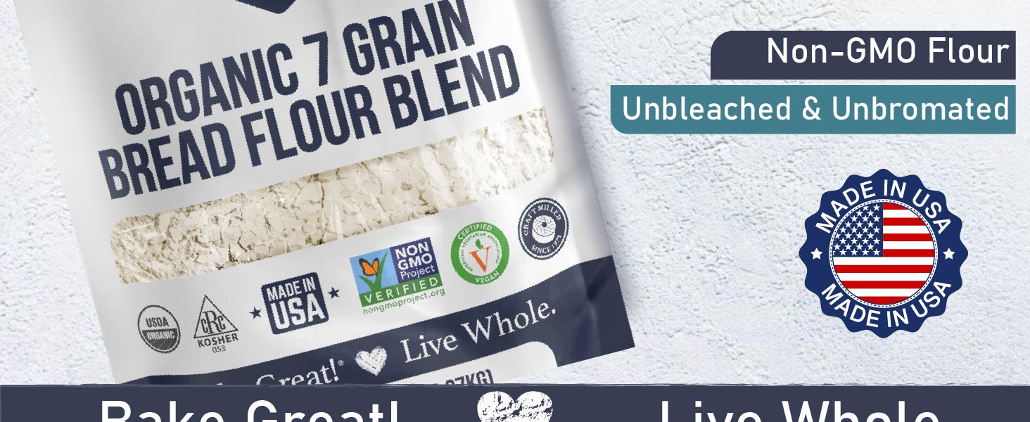 Non GMO Flour Unbleached and Unbromated 7 grain organic flour