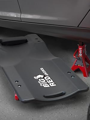 Torin BIG RED Plastic Rolling Garage/Shop Creeper: 36" Mechanic Cart with Padded Headrest
