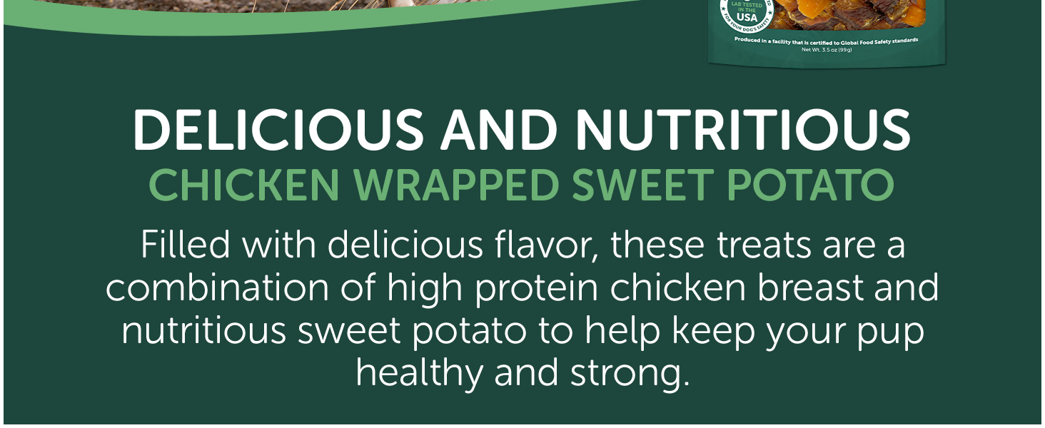healthfuls healthy dog treats chicken wrapped sweet potato