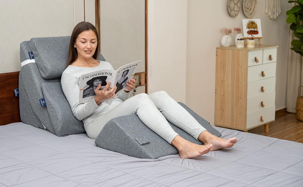 wedge pillow set to support legs