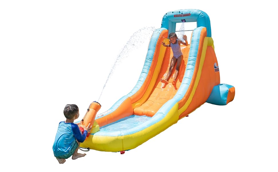 Sportspower My First Inflatable Water Slide Water Cannon Splash Pool Air Blower Included