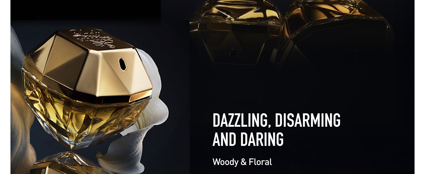 Women perfume display with elegant fragrances and a bold designer perfume look