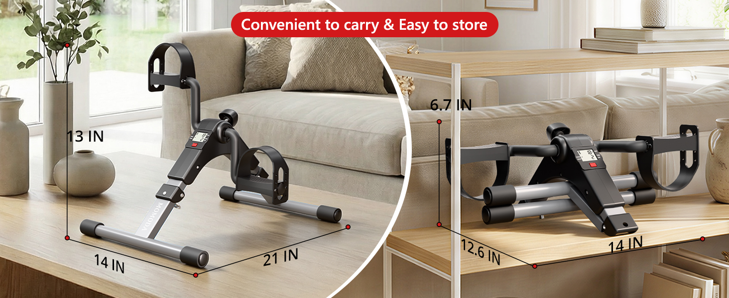 momoda pedal exerciser: compact size, convenient to carry and easy to store