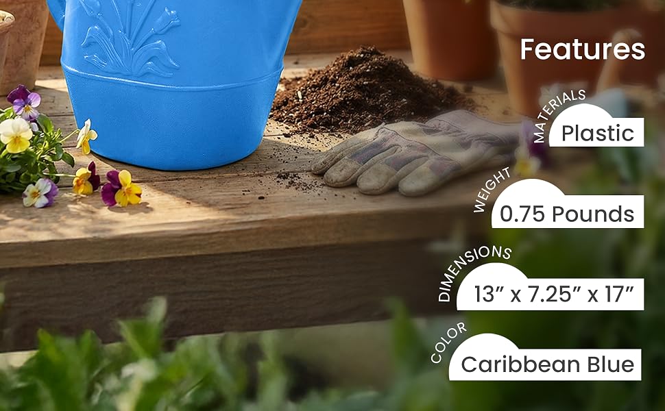 Union Products 63066 Plants &amp;amp; Garden 2 Gal Plastic Watering Can, Caribbean Blue