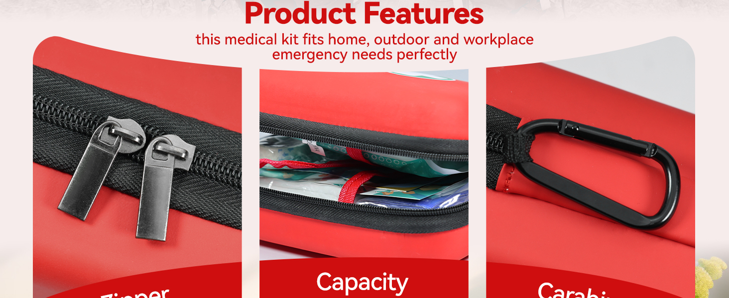 Text reads 'Product Features' followed by red and black product specification panels showing various features and capacity information.