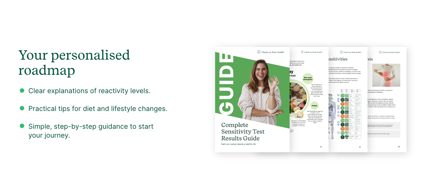 Guide for interpreting results from at home test kits including diet tips and reactivity levels