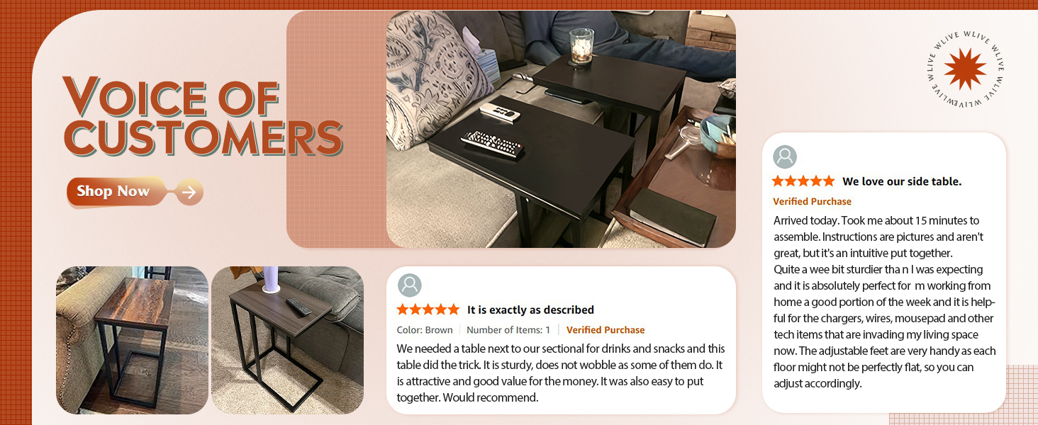 C Shaped End Table for Couch