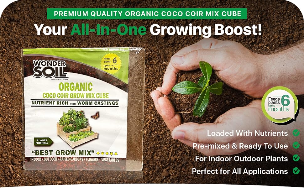 organic ready to plant compressed coco coir fully loaded brick blocks worm castings indoor outdoor