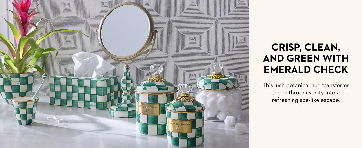 Emerald Check, green and white bath collection