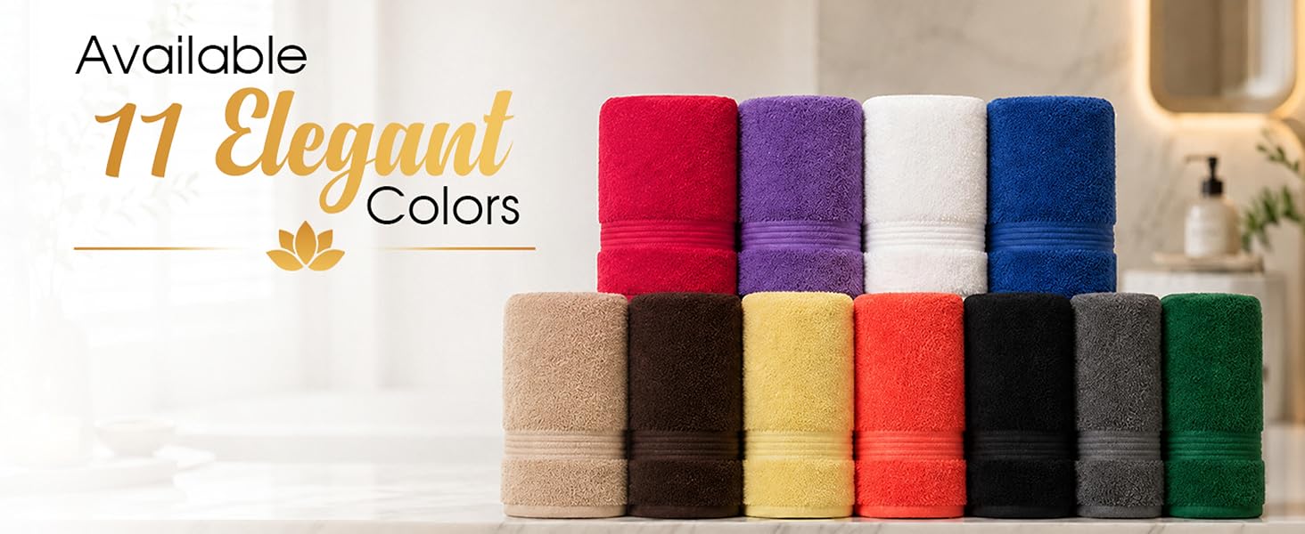 Black Cotton Hand Towel Set of 4, Soft, Highly Absorbent, Quick Dry, Premium Bathroom Towels
