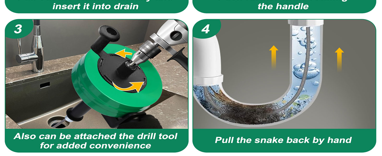 drain snake 50ft plumbing snake for sink drain auger snake drain hair removal tool snake drain