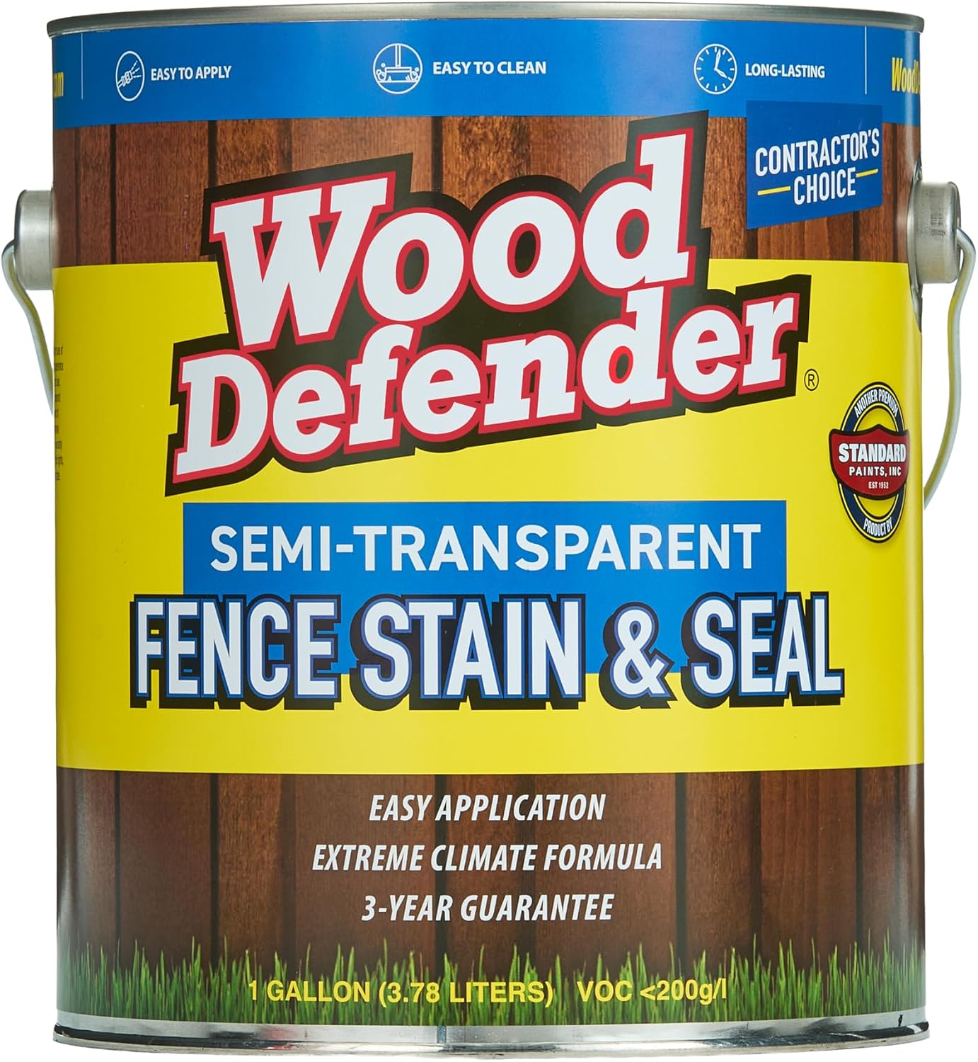 Wood Defender Semi-Transparent Fence Stain and Seal Rustis Oak 1-Gallon | Oil-Based Exterior Fence Coating | Long-Lasting Color Protection for Wood