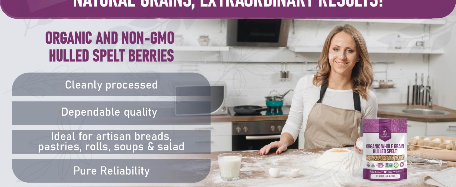 Organic Natural Grains Non GMO Hulled Spelt Berries Cleanly Processed with Extraordinary Results