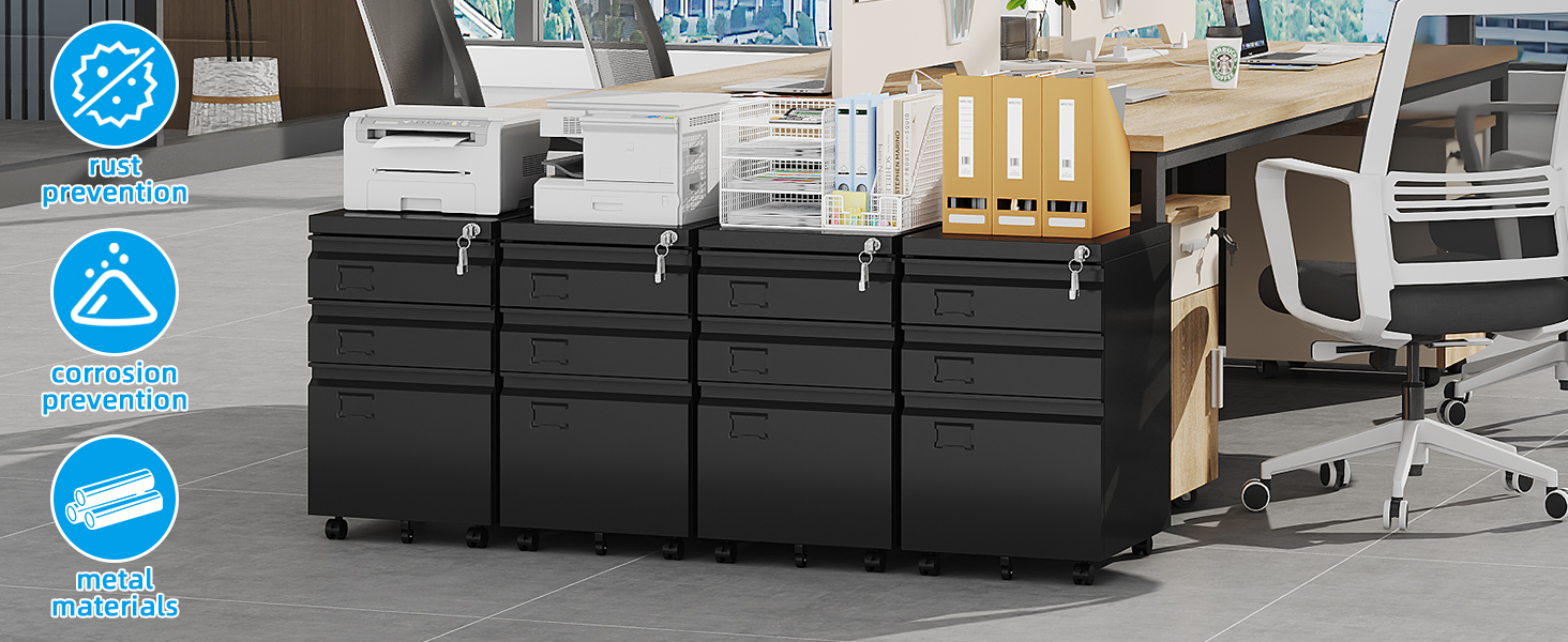 3 Drawer Mobile File Cabinet