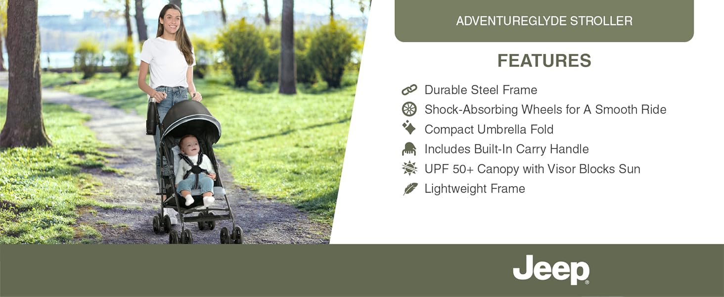 Jeep AdventureGlyde Stroller, Black/Grey