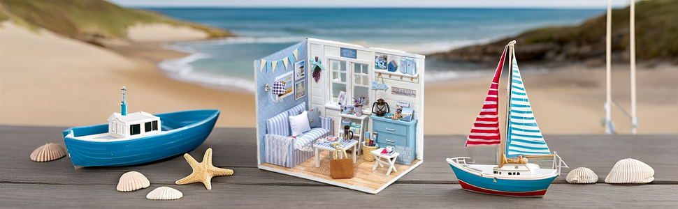 DIY miniature dollhouse kit beach cottage