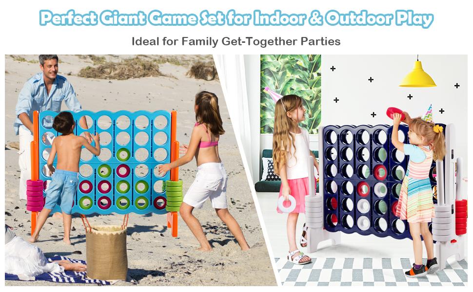 perfect giant game set for indoor outdoor play, kids and adults