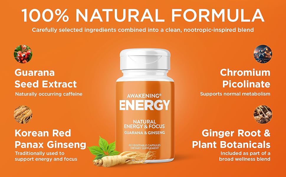 Guarana extract, korean panax ginseng, chromium picolinate, ginger root extract