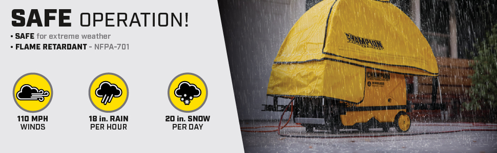 withstand winds up to 110 mph, up to 18 inches of rain per day, and up to 20 inches of snow per day.