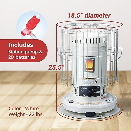 Sengoku KeroHeat Efficient Indoor Outdoor Portable Travel Convection Kerosene Heater with Automatic Safety Shut Off, 23,500 BTU, 2 Pack, White