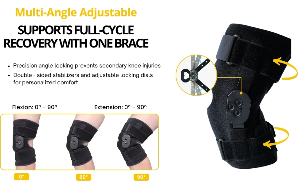 locking knee brace with side stabilizers, knee brace for knee pain, knee brace meniscus tear