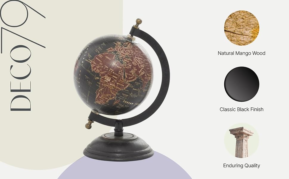 Rustic Black Mango Wood Globe