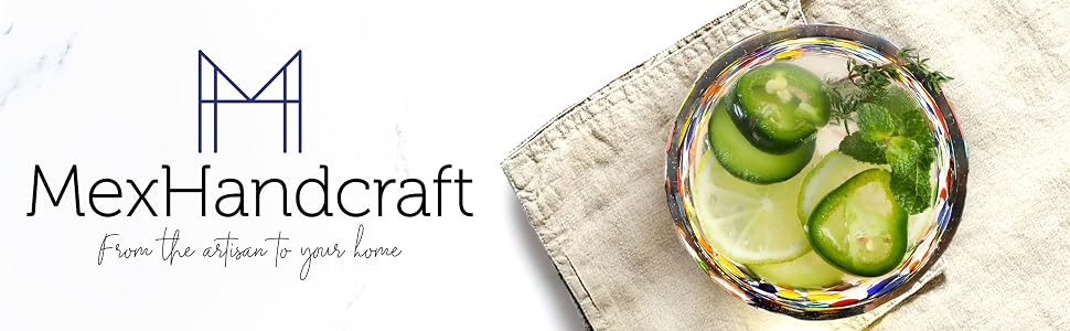 MexHandcraft logo banner with confetti rocks tumbler