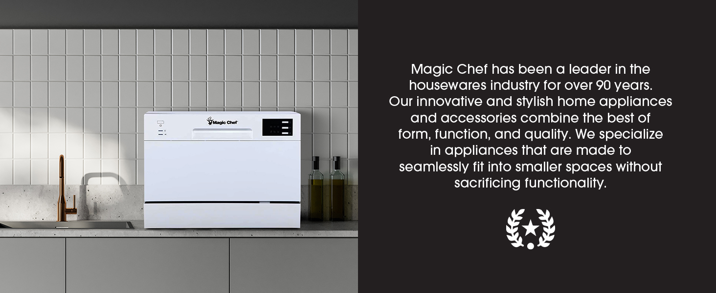 Magic Chef MCSCD6W5 Energy Star 6 Plate Kitchen Countertop Dishwasher, White