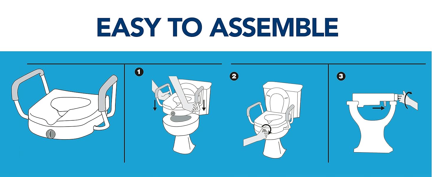 Raised Toilet Seat with Lock and Handles for Safety and Security