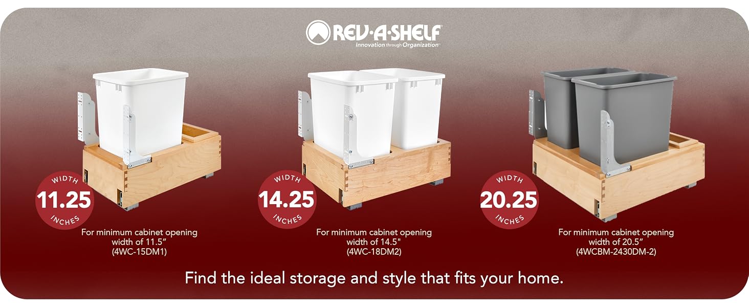 Rev-A-Shelf Single 35 Qt Pull Out Bottom Mount Trash Can