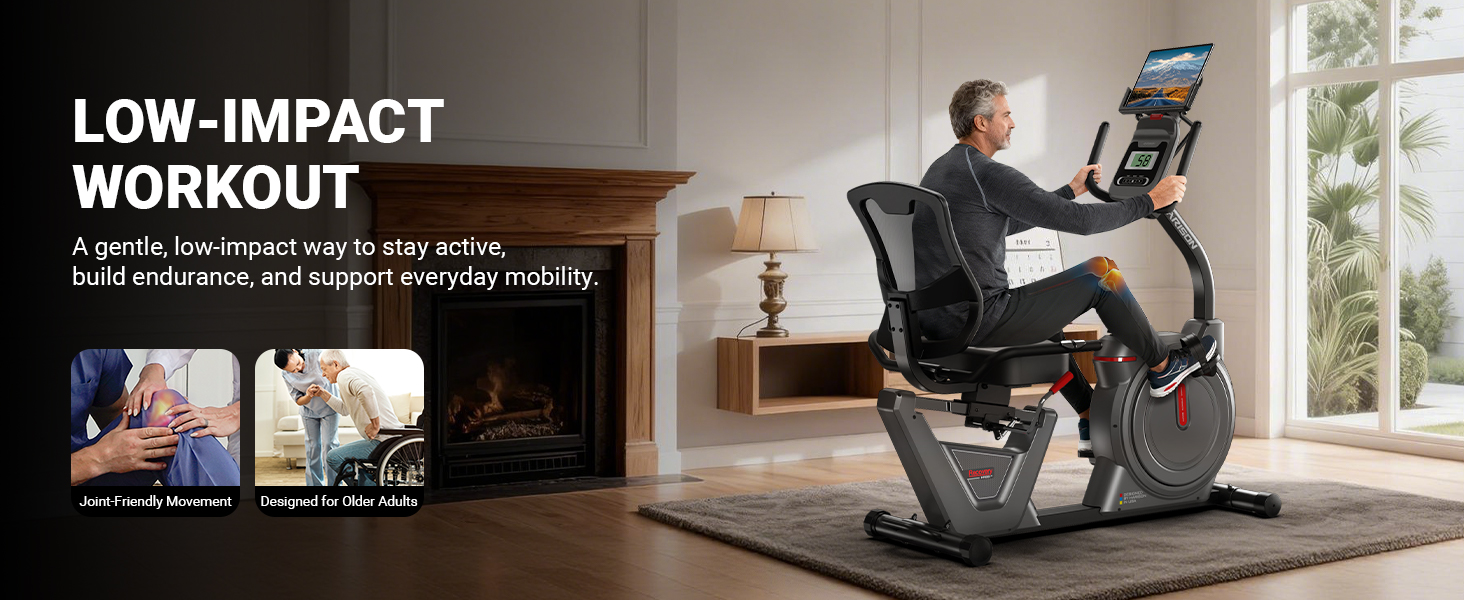 Low-impact workout concept showing gentle exercise suitable for seniors and rehabilitation use