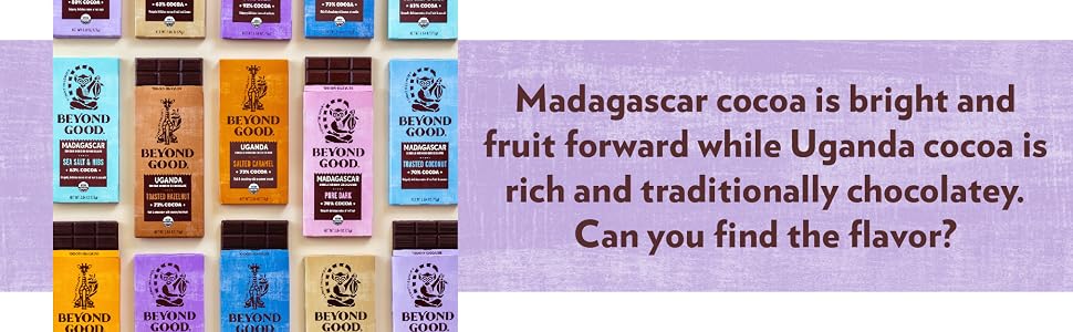 Madagascar cocoa is fruit forward, uganda cocoa is chocolatey