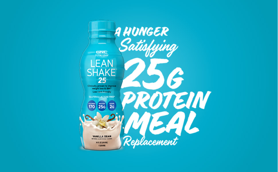 A hunger satisfying 25g protein meal replacement. Lean Shake 25 Vanilla Bean ready-to-drink product