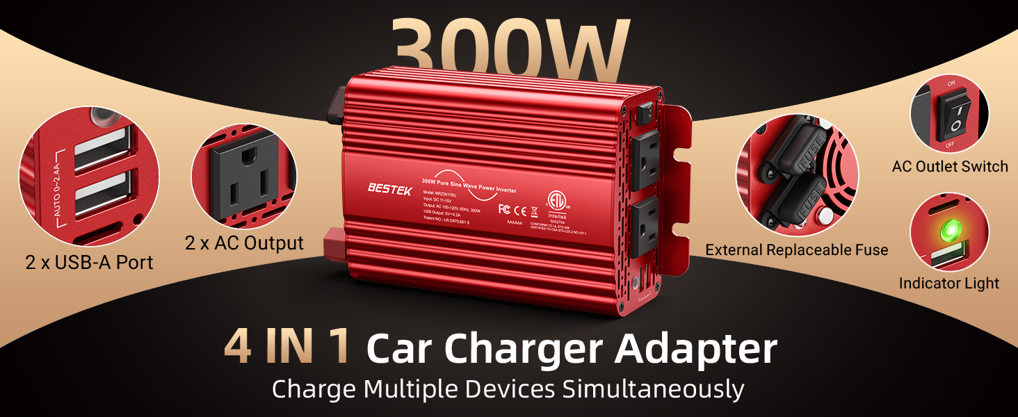 4 in 1 car charger adapter