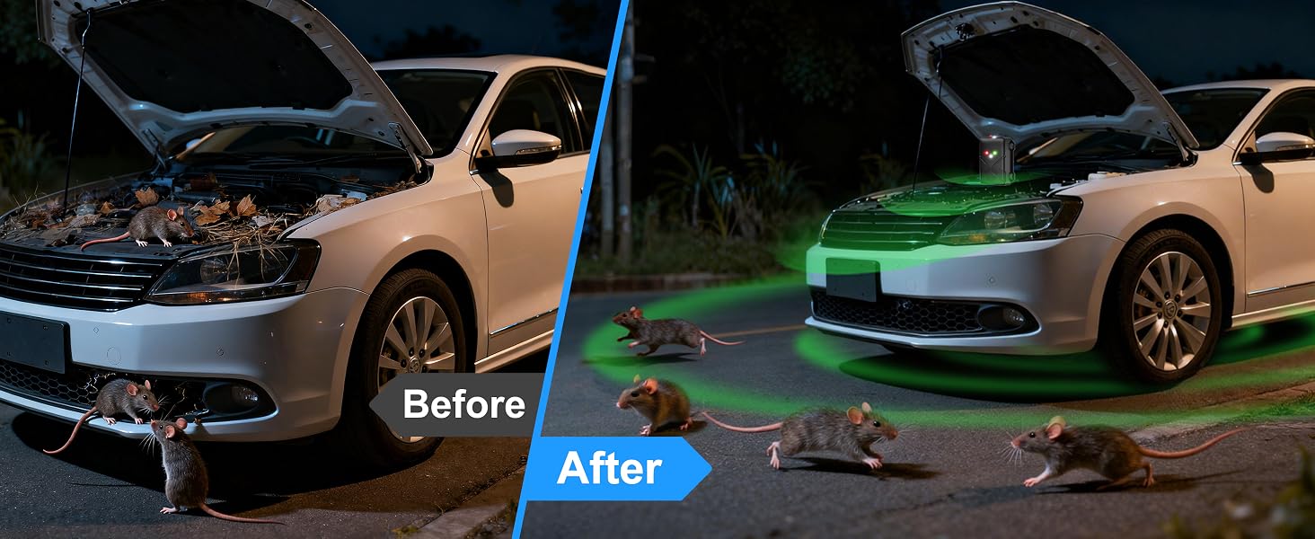 battery operated rodent repellent for car engines