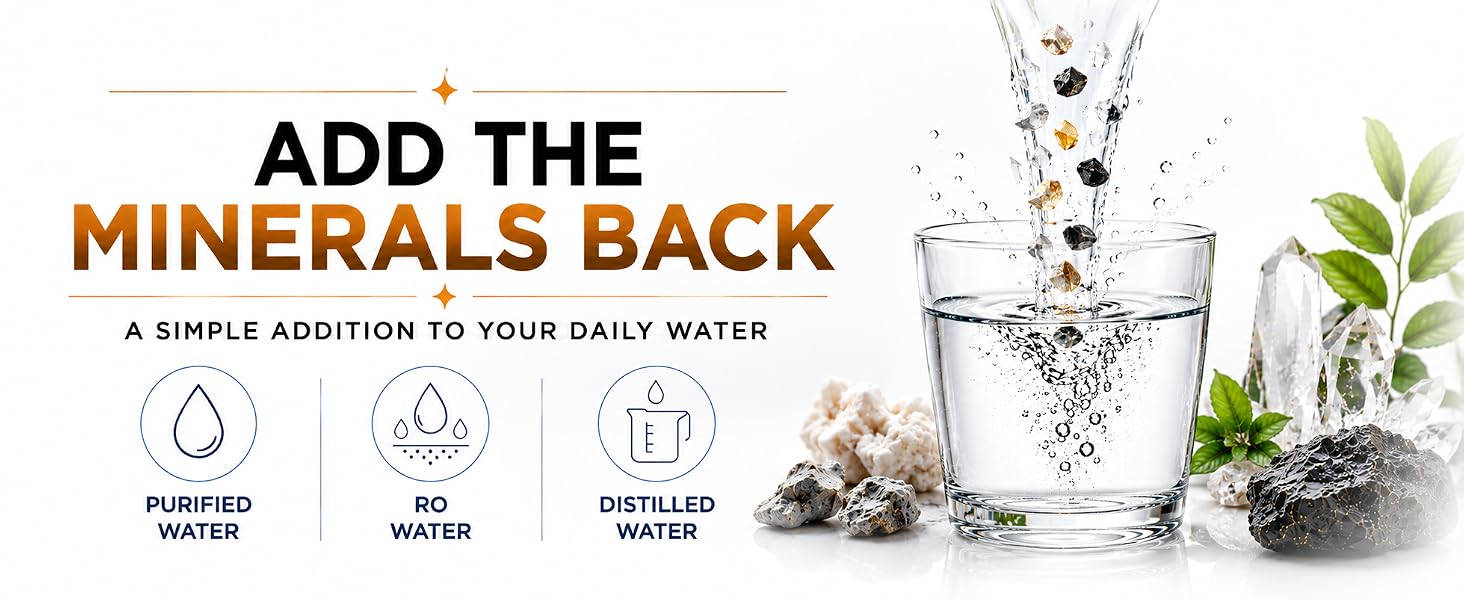 Trace mineral drops for purified, reverse osmosis and distilled water with fulvic and humic acid