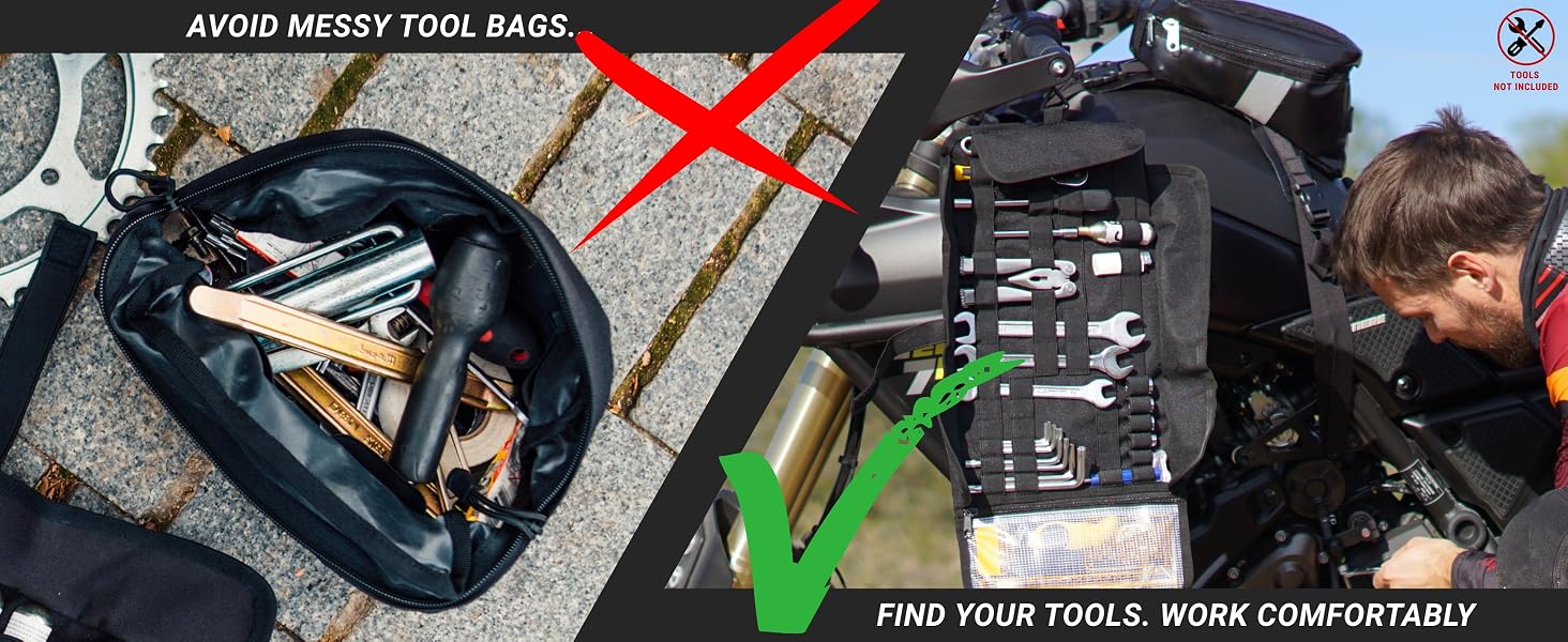 Keep your tools organized with the mjölnir motorcycle tool roll