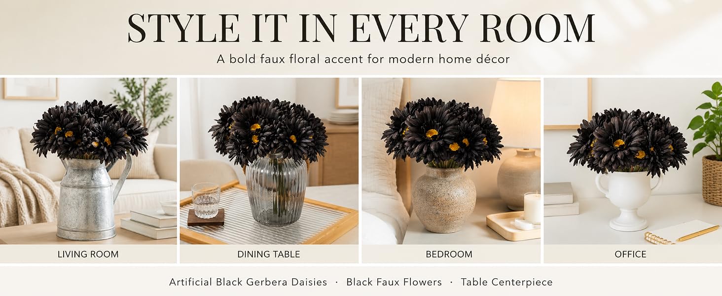 Black Silk daisies faux daisies 5