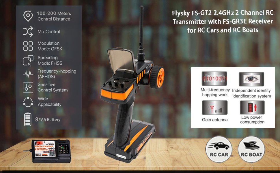 Flysky FS-GT2 RC Transmitter with FS-GR3E Receiver