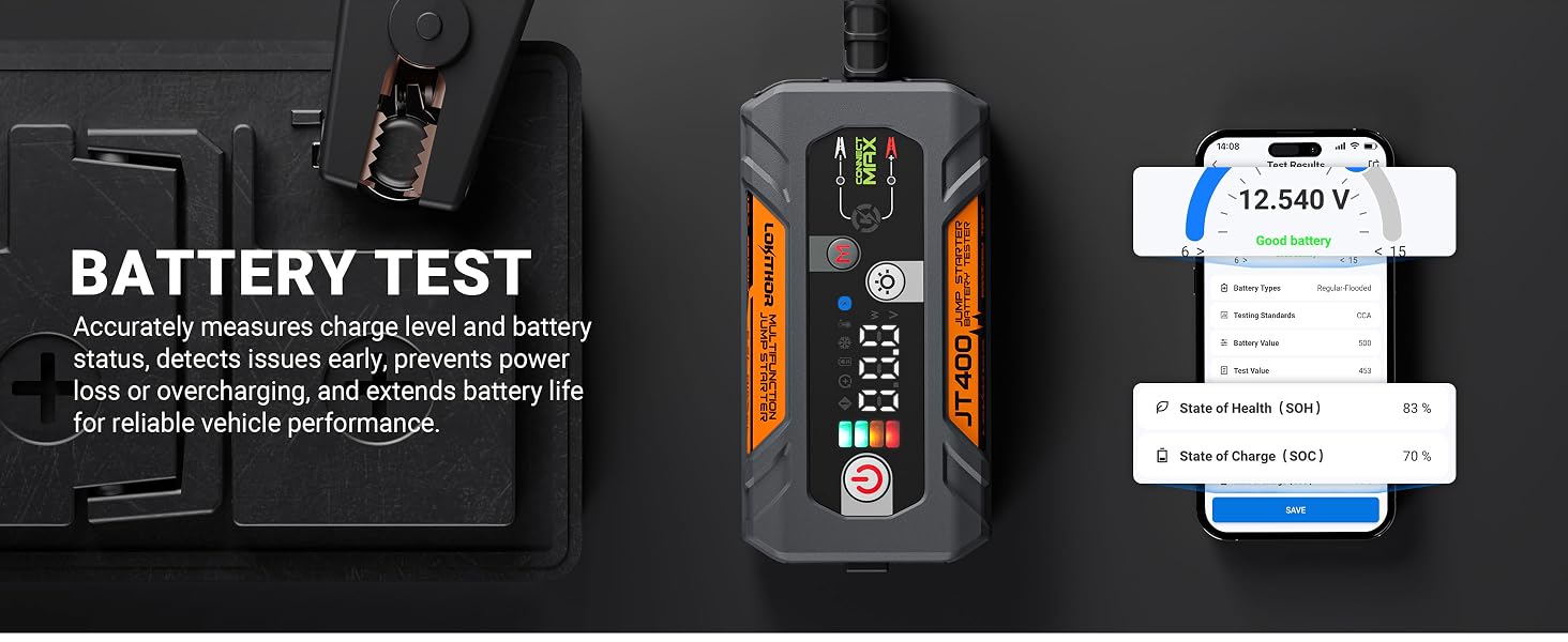O-JT400 jump starter and battery tester