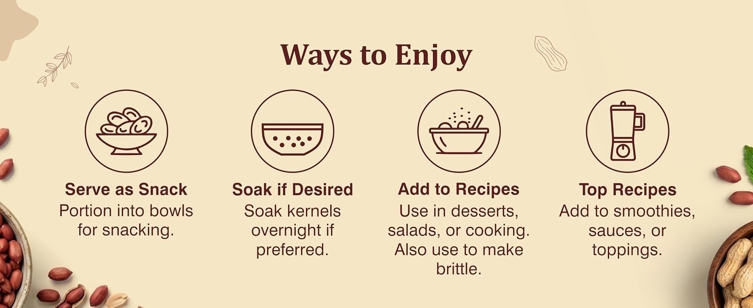 Aiva raw Spanish peanuts guide with snack, soak, recipes, and topping steps.