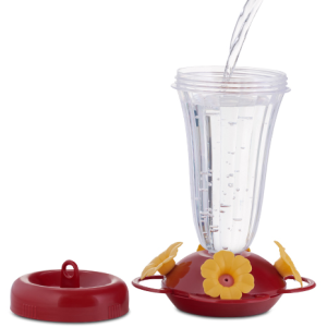 hummingbird feeder, top fill hummingbird feeder, hummingbirds, plastic hummingbird feeder, ant moat