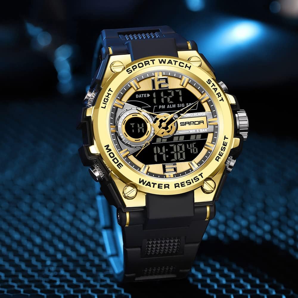 KXAITO Men's Watches Sports Outdoor Waterproof Military Watch Date Multi Function Tactics LED Alarm Stopwatch