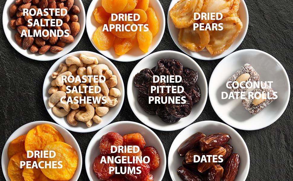 Flora Dried Fruit and Nut Gift Tray Contents