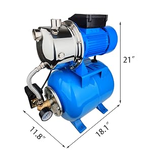 SHYLIYU 1.6Hp Shallow Well Jet Pump with Pressure Tank 110V Automatic Pressure Booster Pump