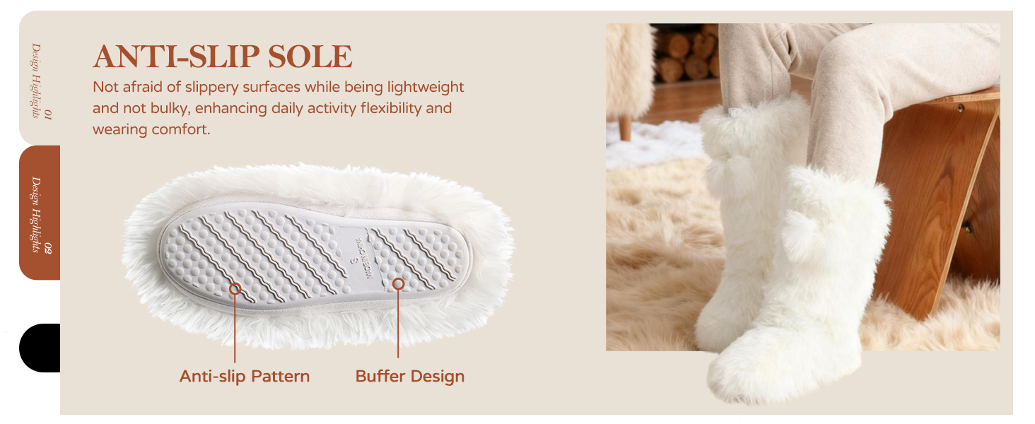 tall slipper boots non-slip