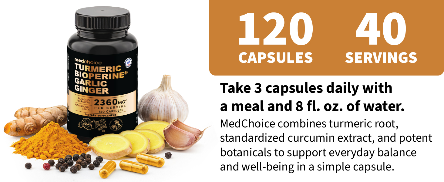 4-in-1 Turmeric Joint Support Supplements with Garlic and BioPerine