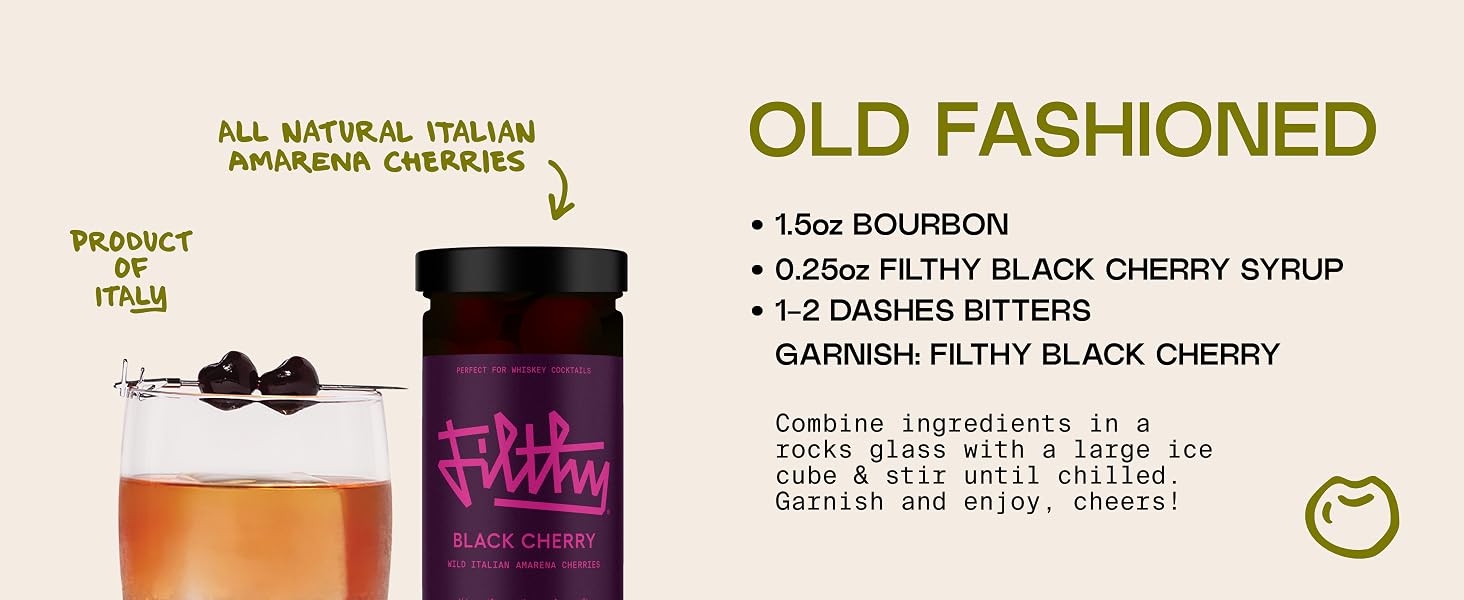 Filthy Cocktail Amarena Black Cherries 11 Oz