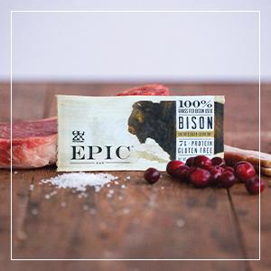 EPIC Bison Gluten Free Meat Snack Bar on table