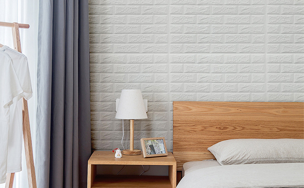10 pcs White Self-Adhesive Foam Wall Panels